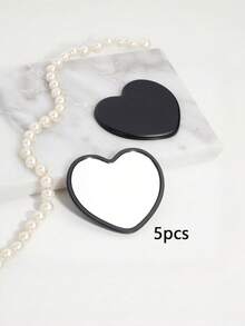 5pcs Heart-Shaped Portable Makeup Mirrors, Student Compact Makeup Mirror, Travel Wallet Pocket Mirror, Heart-Shaped Cosmetic Mirror, Affordable Price, Christmas Gift, Cosmetics, Makeup Tools, Cheap Good Items, Gift, Gift For Girls, Christmas Gift - Multicolor - View 8