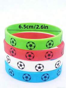 5/10pcs Football Themed Commemorative Sports Rubber Wristbands, World Cup Team Group Football Silicone Bracelets, Birthday Gift - Multicolor - View 2
