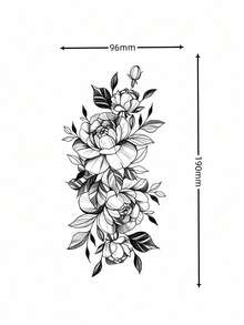 8 Sheets Temporary Tattoos Flowers Sexy Tattoos Black Realistic Rose Tattoo Stickers For Women Adult Fake Tattoos Body Art Arm Neck Sketch Realistic Floral Temp Tattoos For Party Daily Makeup - Black - View 7