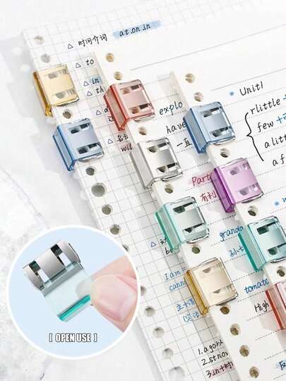 20 ชิ้น คลิปหนีบกระดาษแบบกด, คลิปหนีบเอกสารสำหรับอุปกรณ์การเรียนและไฟล์, กลับไปโรงเรียน, เครื่องเขียน