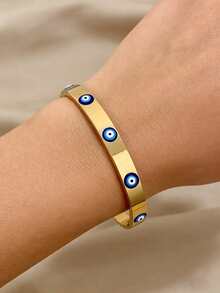 1 件欧式不锈钢邪眼设计女士手链，适合派对、聚会和日常佩戴