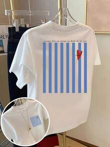 Women's Round Neck-Shirt With Short Sleeves - Beach Reading, Love Fashion Print - Women's Spring/Summer Print-Shirt, Fashionable Item Suitable Daily Wear, Vacation, And Parties - White - View 6