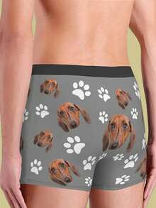 Customizable Photo & Graphic Print Men's Boxer Briefs, Personalized Fashion & Fun Style, Suitable For Daily Wear And Gift Giving - Grey - View 3