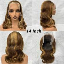 Honey Blonde Bob Wig Human Hair 16 Inch 13x4 Body Wave 4/27 Highlight Ombre HD Lace Front Wigs Human Hair Pre Plucked Glueless Lace Frontal Bob Wigs For Women - S4/27 - Xem 6