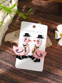 1 Pair Of Acrylic Easter Cute Rabbit, Egg And Chicken Earrings, Suitable For Ladies To Wear At Holiday Parties And As Holiday Gifts - Multicolor 2 - View 10