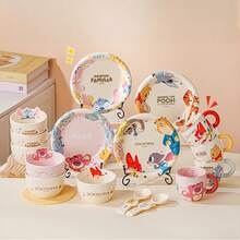 Disney Stitch Ceramic Tableware, Officially Licensed, High-End Stylish Cartoon Cute Bowl Plate Set, Couple Matching Dinnerware For Home Use - Multicolor - View 1