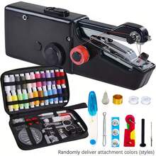 1 Conjunto Máquina de Costura Manual Portátil e Compacta com Kit de Costura - Máquina de Costura Manual DIY, Adequada para Tecidos, Roupas, Casa e Viagens, Máquina de Costura Mini para Iniciantes, Presente DIY Ideal para Natal, Ano Novo ou Aniversário (Observação: As cores dos acessórios são aleatórias, adequadas apenas para tecidos/acessórios finos, sem USB e bateria incluídos). - multicolorido - Visão 1