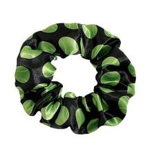 Satin Scrunchie Football Basketball Print Ponytail Hair Tie Fashion Hair Flower Elastic Band - Hình tròn màu trắng có chữ "soccer" (bóng đá) - Xem 9