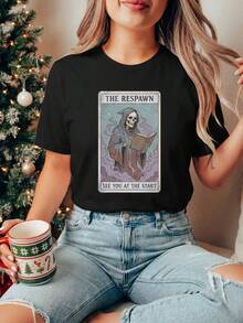 Funny Retro MMORPG Gamer T-Shirt PvP Respawn Humor Graphic Tee Skeleton Wizard Magic Gift Online Gaming Nostalgia Apparel3 - Đen 3 - Xem 1