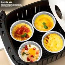 50Pcs Mini Aluminum Foil Cupcake,5oz Baking Cups With Lids,Mini Cake Pans Disposable,Loaf Pans With Lids,Disposable Ramekins,Tin Cups Containers For Cupcake,Pudding,Muffin,Cheesecake (Light Blue) - ColorE - 查看 6