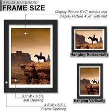 A PLUS MAX 5x7 Picture Frame Set Of 6, Engineered Wood Frame Display Photo 4x6 With Mat Or 5 X 7 Without Mat, 5by7 Frame With Black Wood Grain For Wall - 6 Pack\/Black\/5"X7" - ColorG - 查看 4