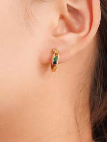 1 paire de magnifiques boucles d'oreilles créoles en zirconium cubique pour femmes, idéales pour le mariage, l'anniversaire, les fiançailles, les fêtes et comme cadeau de la Saint-Valentin - Jaune doré + coloré - Voir 6