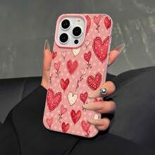 Estuche para teléfono con patrón floral de corazón Compatible con estuches para teléfonos   17  17 Pro  16 Pro Max  15 Pro Max  14 y  13 Hecho de material TPU duradero, resistente a caídas y elegante Un regalo perfecto para familiares, amigos y seres queridos y un excelente regalo para cumpleaños, San Valentín y Año Nuevo. - Rosa - Ver 3