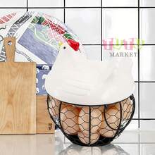 Cesta De Huevos Para El Hogar Y La Cocina, Cesta De Almacenamiento De PláStico Con Tapa, Cesta De Almacenamiento De Hierro Para Verduras, Cesta De Almacenamiento Para Frutas Y Verduras, Cesta De Metal - Blanco - Ver 7