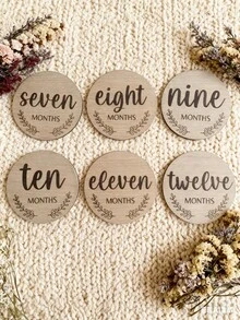 6/12 件套月度里程碑卡，双面拍照道具，用于记录宝宝成长，1-12 个月，木制卡片，新生儿出生纪念卡，装饰摆件，创意木制工艺品，Hello World 新生儿纪念品，婴儿记录里程碑 - 杏色 - 查看 10