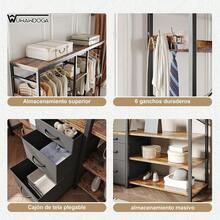 Closet Multifuncional,Armario de Ropa Industrial - Ideal para Dormitorio o Boutique - Marrón - Ver 5