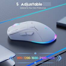 Wired/Wireless Dual Mode Gaming Mouse, PC Computer  Mice USB Mouse With Cycle Light Effect, RGB Modes, 5 Adjustable D Up To 4800, Lightweight  Ergonomic Optical Mouse  For Windows PC Laptop Gamer - 白色 - 查看 6