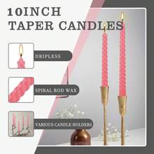 12 Pieces Of 10 Inch Spiral Wax, Non Dripping, Smoke-Free, Odorless, Suitable For Families, Weddings, Parties, Seasonal Celebrations, Emergencies, And Home Decor. Multiple Colors To Choose From, Lovers Can Save And Create A Romantic Atmosphere. - 粉色 - 查看 7
