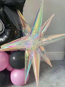 8pcs/Set Colorful Water Drop Explosion Star Balloons, 40 Inch Transparent Foil Explosion Star Balloons, Suitable For Birthday, Wedding, Bachelor, Disco Party Decoration, Party Balloons Decoration, Birthday, Wedding Decoration, Concert Decoration, Mermaid Party Decoration, Valentine's Day Theme Decoration - Clear - View 5