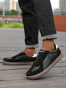 男女通用休闲系带平底运动鞋，多功能运动鞋，适合学生和室内健身训练 - 黑色 - 查看 4