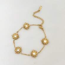 1 pieza Pulsera minimalista elegante y de moda personalizada de acero inoxidable, no se desvanece, adecuada para el uso diario de las mujeres - Pulsera con forma de girasol - Ver 1
