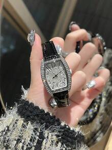 Reloj elegante de mujer con rhinestones, esfera pequeña, correa de acero inoxidable, resistente al agua - Cinturón de acero con concha plateada - Ver 2