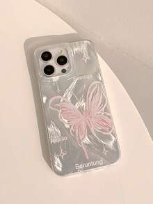 1个羽毛蝴蝶图案手机壳，兼容 11/12/13/14/15/16/17/Pro Max - 粉色 - 查看 2