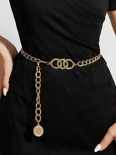 1pc Vintage Elegant Women's Triple Circle Connected Waist Chain