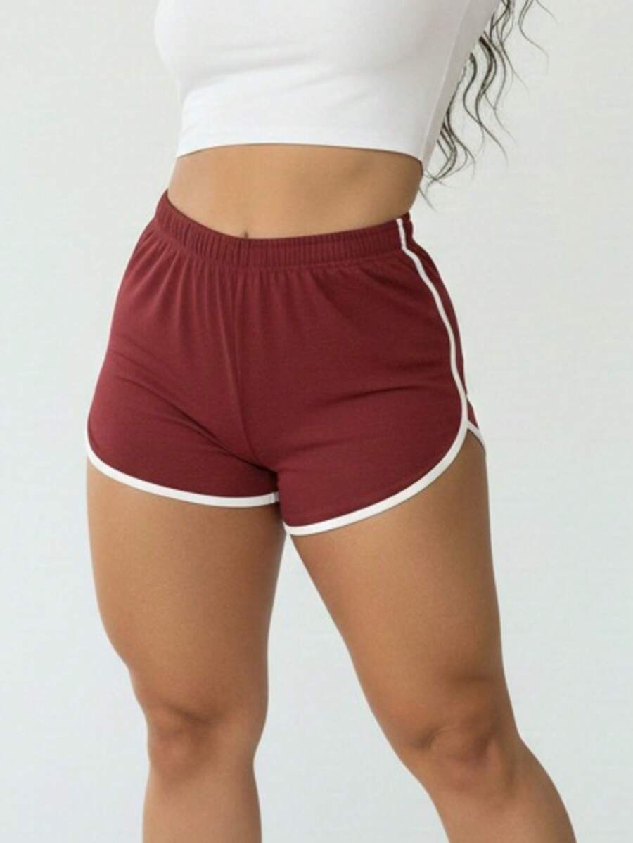 Women's Loose Fit Cotton Sweat Shorts For Gym - 紫紅色 - 查看 1