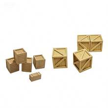 1:87 Scale 3D Printed Miniature Wooden Crates, Sand Table Scene Model Props, HO Scale Train & Building Model Layout Accessories, DIY Materials - Khaki - View 3