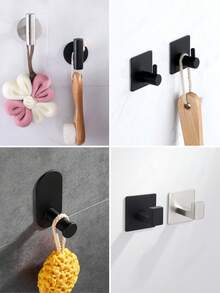 1/2 buc cârlige de perete adezive din oțel inoxidabil rezistent, cârlige lipicioase puternice, suport autoadeziv pentru prosoape, umeraș pentru haine, organizator pentru chei, cârlige de montare pe perete pentru baie, accesorii pentru depozitare în baie și bucătărie, cârlige pentru prosoape din oțel inoxidabil rezistente, umeraș fără găurire, instalare ușoară, cârlige impermeabile, potrivite pentru bucătărie, baie, sufragerie, birou, hotel și petreceri - Multicolor - Vizualizare 3