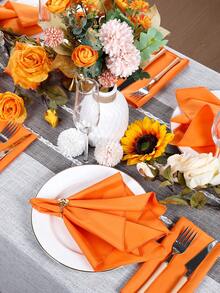 6/10/12/24/50pcs Orange Cloth Napkins Dinner Napkins Bulk 14*14/17*17/20*20 Inch Washable 100% Polyester Fabric Cloth Table Napkins With Stitched Edges Ideal For Hotel Restaurant, Holiday Parties Wedding - Orange - View 5