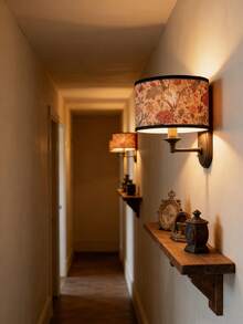 1个复古竹制灯罩，饰以腰果花和花卉植物印花，波西米亚农舍风格装饰 - 不仅是灯罩，也是家居装饰点缀，适合各种家居风格，适用于落地灯、台灯、壁灯和吊灯 - 无需电源或电池，兼容E14、E26、E27和灯架式灯座（不含灯具）。 - 杏色 - 查看 8