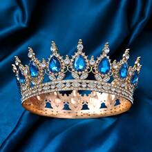 Această coroană luxoasă de prințesă este împodobită cu pietre strălucitoare, fiind alegerea perfectă pentru mirese. Designul este rafinat, strălucitor și elegant. Această coroană rotundă este un accesoriu de păr sofisticat pentru doamne, foarte potrivit pentru ocazii speciale. - Multicolor - Vizualizare 14