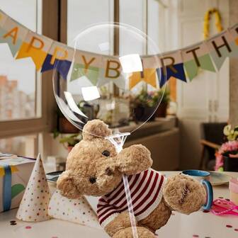 透明磨砂气球杆和杯架 - 12.6 英寸耐用塑料摇头气球支架 - 适用于婚礼、生日、毕业典礼、节日活动 - 易于安装的派对装饰，适用于圣诞节等场合