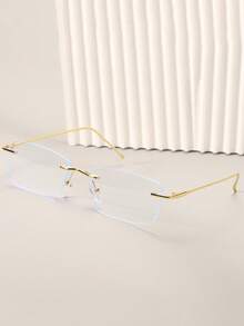 1 Pair Retro Frameless Metal Business Fashion Men's Clear Lens Glasses - Multicolor - View 6
