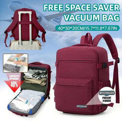 Myco 40/20/25cm (15.75x7.87x9.84 Inches) Vacuum Compression Backpack - Multi-Compartment Portable Handbag Durable Nylon Material Suitable For Air Travel Daily Leisure School Carry-On Luggage Minimalist Design Durable Zipper Closure Travel Bag Luggage Bag Duffle Bag Overnight Bag Large Capacity Durable Holiday Bag Cruise Essential Vacation Essentials For Men Women Travel Essential Holiday Essential