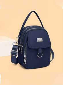 Seka Paul Women's Fashion Oxford Cloth Crossbody Bag, Solid Color Casual Versatile Shoulder Bag, Large Capacity Multi-Function Zipper Underarm Pocket, Commuter Portable Backpack, Polyester Lining, Lightweight And Durable, Metal Ring Decoration - Multicolor - View 22