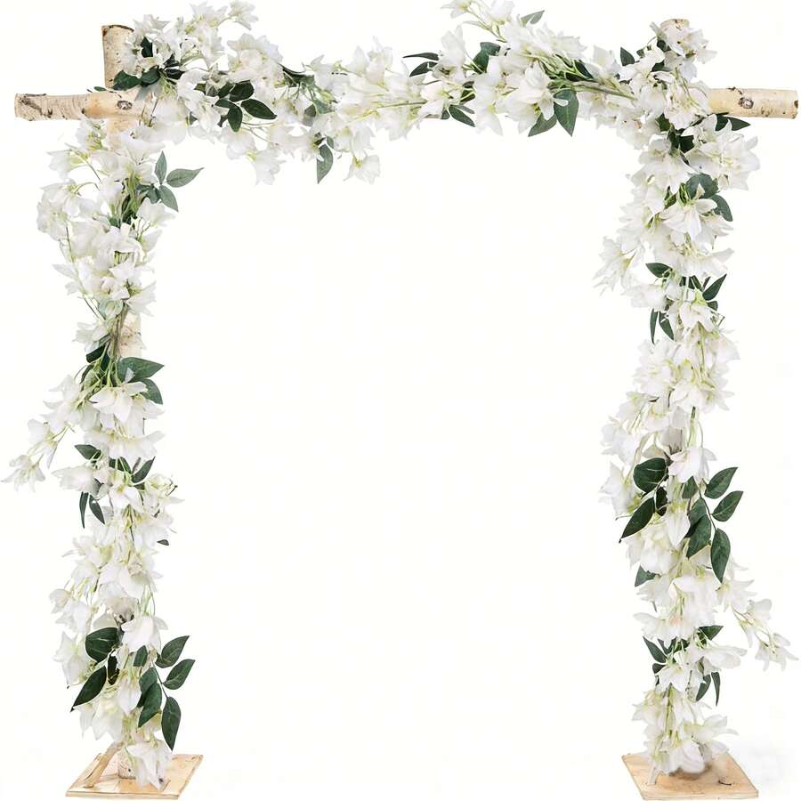 1PC Artificial Bougainvillea Flowers Vine, Simulated Triangular Plum Vine, Fake Plant Wreath Accessories, Wedding Arch Wall Decoration, Outdoor Garden Decoration, Courtyard Decoration, Furniture Decoration, Wedding Party Decoration, Valentine's Day, Birthday Gift, Graduation Gift - White - View 1