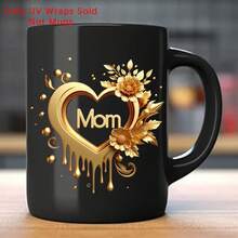 12张/套金色爱心花朵妈妈母亲节设计UV DTF热转印贴纸，卡通图案，耐刮擦3D乙烯基薄膜贴纸，适用于玻璃杯、马克杯、冰箱 - 高品质贴纸，DIY艺术水晶标签，送给妈妈的积极礼物 - 彩色 - 查看 7