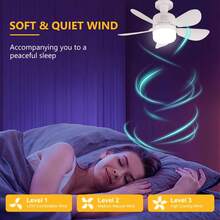 1pc Ceiling Fan With Light And Remote Control, Minimalist 5-Blade Round White Design, E27 Socket Compatible Noiseless Dimmable LED Light, Suitable For Bedroom, Kitchen, Living Room, Balcony Small Bulb/Ceiling Fan - 彩色 - 查看 9