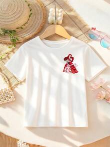 Disney Apparel Featuring A Valentine's Day-Themed T-Shirt For Girls With Princess Ariel's Number "67" Design. This Soft, Breathable Short-Sleeve Crew Neck Tee Is Perfect For Spring And Summer Wear, Ideal For Everyday Outfits, Vacation Leisure, Outdoor Adventures, School Life, And Shopping Trips. It Also Makes An Excellent Gift For Boys And Girls Alike. Every Child Deserves One. - 白色 - 查看 2