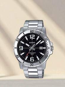 Casio 卡西欧 MTP-VD01D-1B 男士不锈钢表带石英表，休闲配饰，男士礼物 - 黑色 - 查看 1