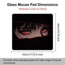 Gothic Glass Mouse Pad-Dark Anime Girl With Red Eyes Hard Mousepad For Gaming, Fluid Control, Durable 3mm Thickness-Anti-Scratch Nano Coating, Crystal Glass With Precision And Speed, Zero Frictio - Gb035 - View 4