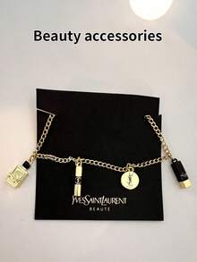 Yves Saint Laurent 女士金色吊坠手链，双G标志交织吊坠，简约优雅，甜美时尚，情人节、生日、周年纪念日及日常佩戴的完美礼物 - 金色 - 查看 3