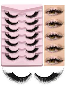 7 Pairs Cat Eye Lashes Faux Mink Eyelashes Winged End Eye Elongated Eyelashes Fake Lashes Soft Natural Long Full Strip False Eyelashes Suitable For Daily Use, Carnival Parties, Music Festivals - Cat Eye Lashes - View 3