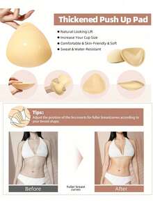 1 Pair Women Double Sided Sticky Bra Inserts Reusable Push Up Lift Self-Adhesive Pads Strapless, Bikini, Swimsuit, And Sports Bras - 1對(B罩杯)+ 10個乳房貼紙 - 查看 11