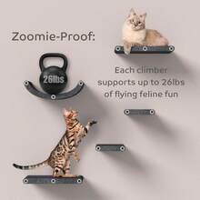 1pc Cat Wall Shelf, Pet Felt Cat Climbing Furniture, Suitable For Indoor Small And Large Cats - Grey - View 6