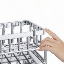 1pc Heavy-Duty Stainless Steel Kitchen Sink Sponge Holder With Tilted Auto-Drain Tray & Dishcloth Hanging Bar - Multipurpose Countertop Organizer For Soap, Brush & Accessories,Neat & Clean Countertop Storage For Kitchen & Bathroom - 黑銀色 - 查看 9