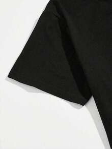 Camiseta de Manga Corta para Hombre, Moderna y Versátil, con Estampado de Elementos de Tokio y Eslogan en Inglés "TOKYO" - Negro - Ver 8